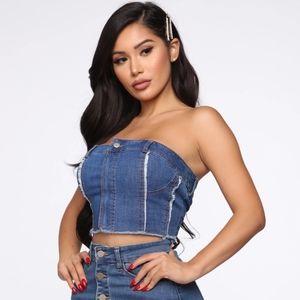 Blue Jean crop top Dark Wash size small